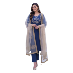 *kataan silk mirror work unstitced 3pc✓*