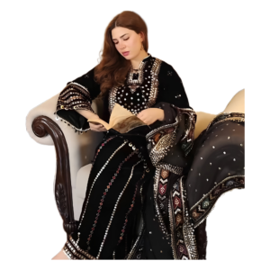 jazmin style lawn cotton sequence & multi thread embroidered unstitced 3pc✓* ‎
